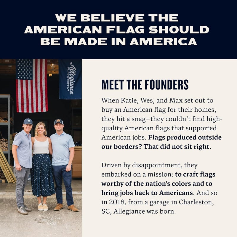Allegiance Flag Supply American Flag | American-Sourced Nylon Fabric, Embroidered Stars, Hand-Stitched | Proudly Made in USA (3' x 5') - Image 5
